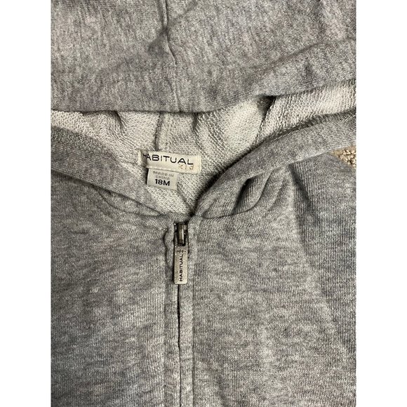 Habitual Kid Jumpsuit Baby 18 Month Gray Hoodie Long Sleeve Pantsuit Half Zip - Picture 4 of 5